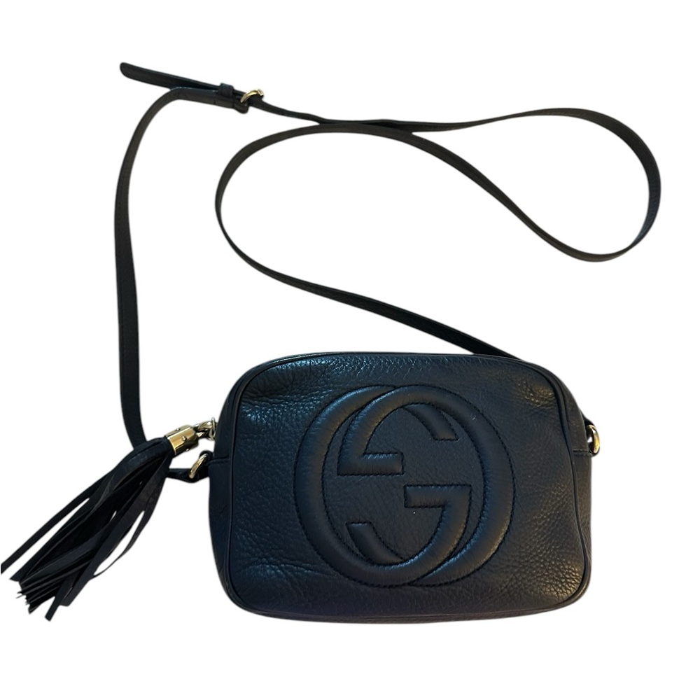 100% Authentic Gucci Navy Leather Soho Disco Crossbody Bag
